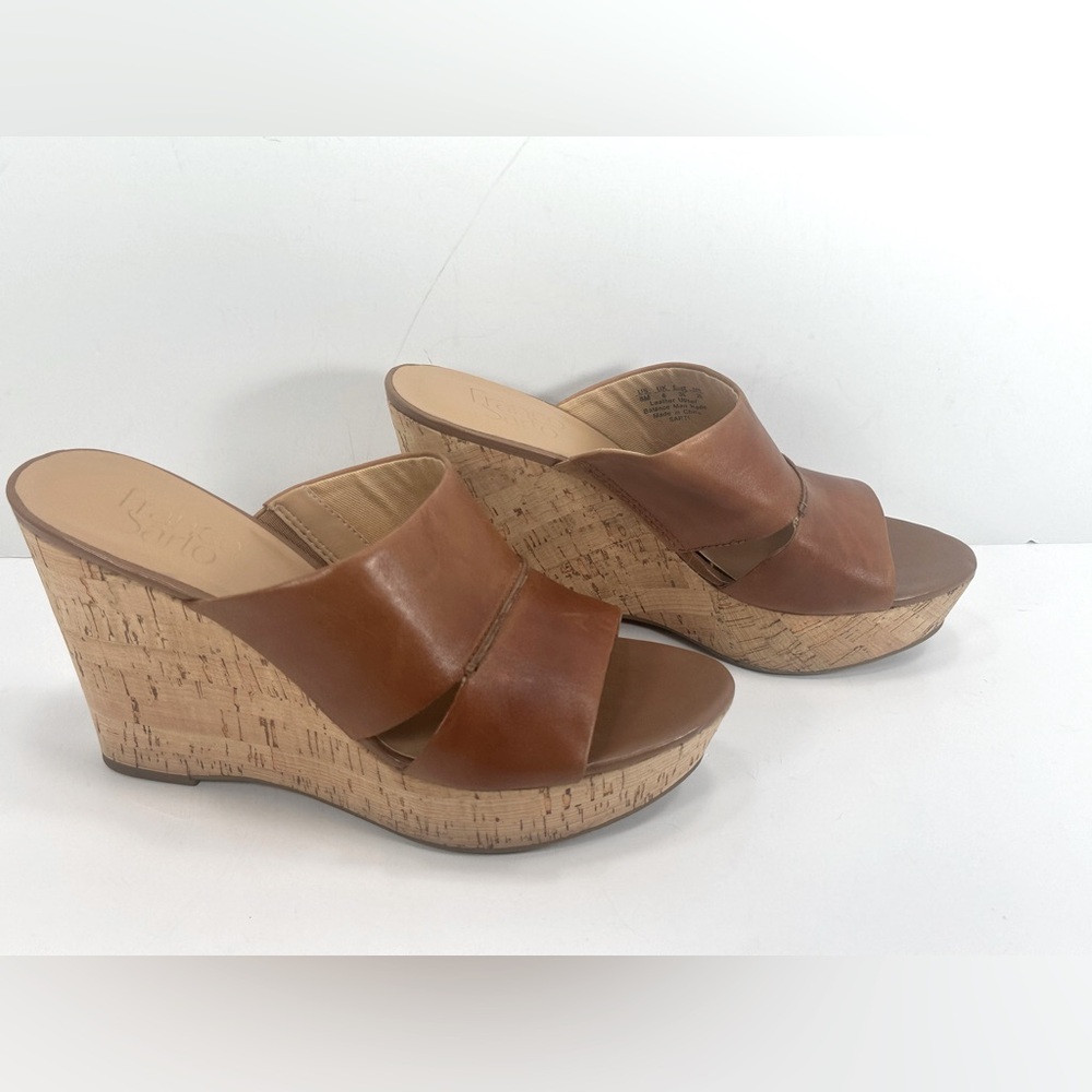 NWOB - Franco Sarto Sarti Open Toe Sandals With Cork Wedge Heel - Size 8M